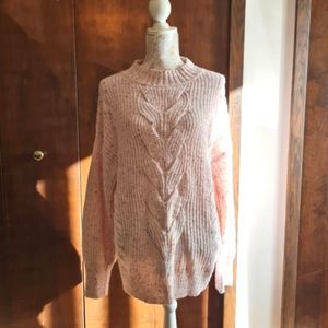 ADY P Chunky Sweater Knitted Braided Longsleeve Crewneck Light Pink Size L